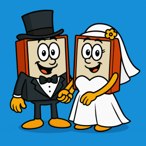 Festbogens maskot som brudepar